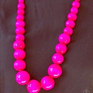 Hot Pink wooden necklace set